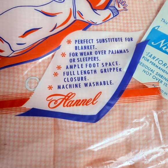 Nielsen Infants Sleep Sack Sleeping Bag VTG 60s Baby Girl Flannel Pink Checkered - Picture 5 of 6
